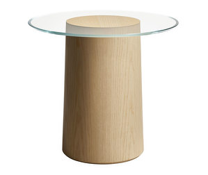 Stub Coffee Table, Ash Veneer/Glass, ø 49 cm