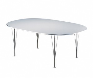 Superellipsi B611 -ruokapöytä, valkoinen/kromi, 90 x 135 cm