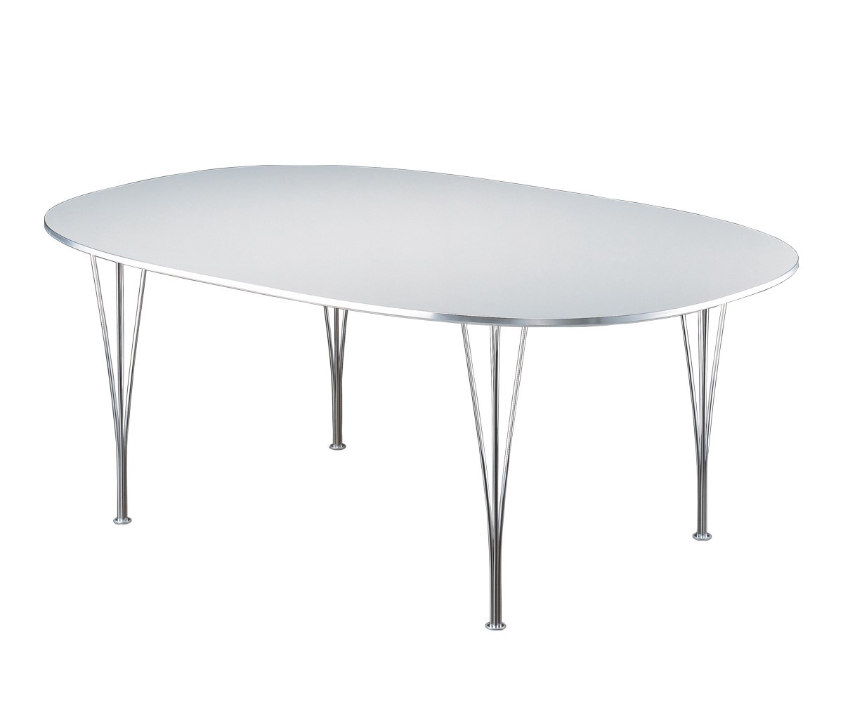 Fritz Hansen Dining Table B613, “Superellipse” White/Chrome, 120 x 180 cm