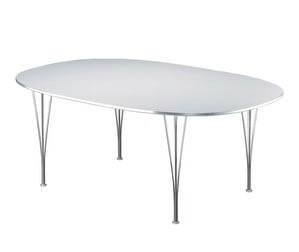 Superellipsi B613 -ruokapöytä, valkoinen/kromi, 120 x 180 cm