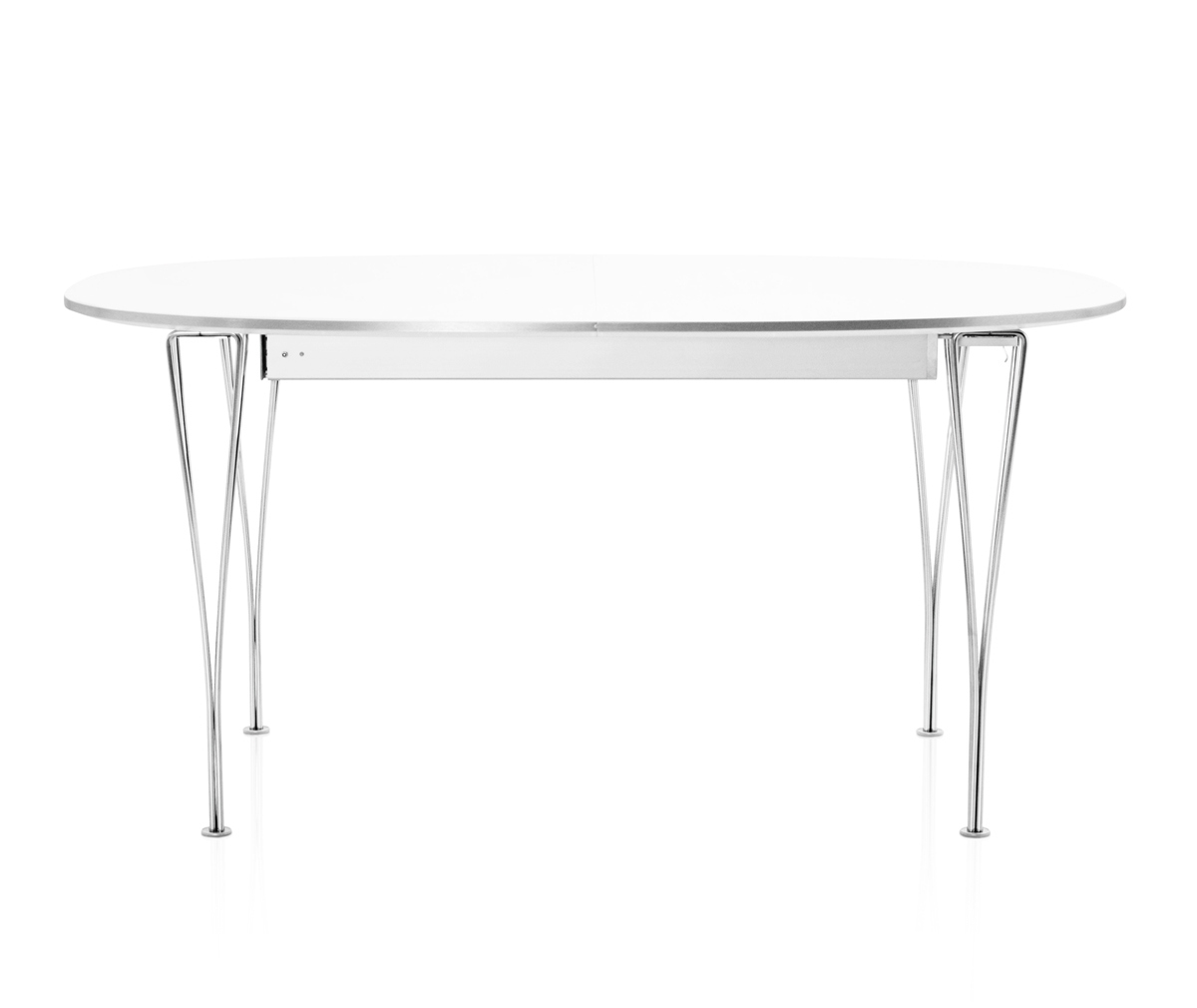 Fritz Hansen Extendable Dining Table B620, “Superellipse” White/Chrome, 100 x 170/270 cm
