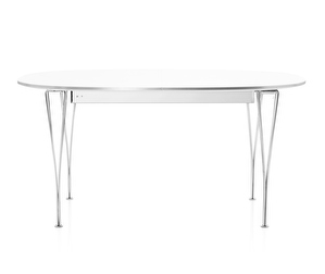Extendable Dining Table B620, “Superellipse”, White/Chrome, 100 x 170/270 cm
