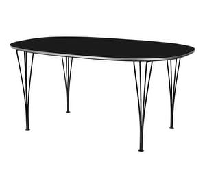 Superellipsi B613 -ruokapöytä, musta/musta, 120 x 180 cm