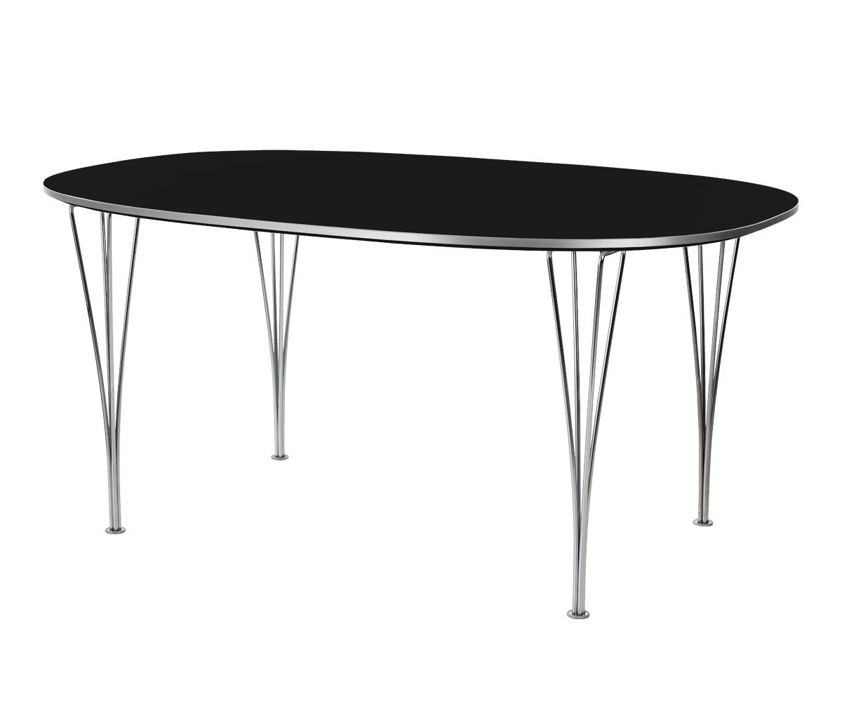 Fritz Hansen Dining Table B613, “Superellipse” Black/Chrome, 120 x 180 cm