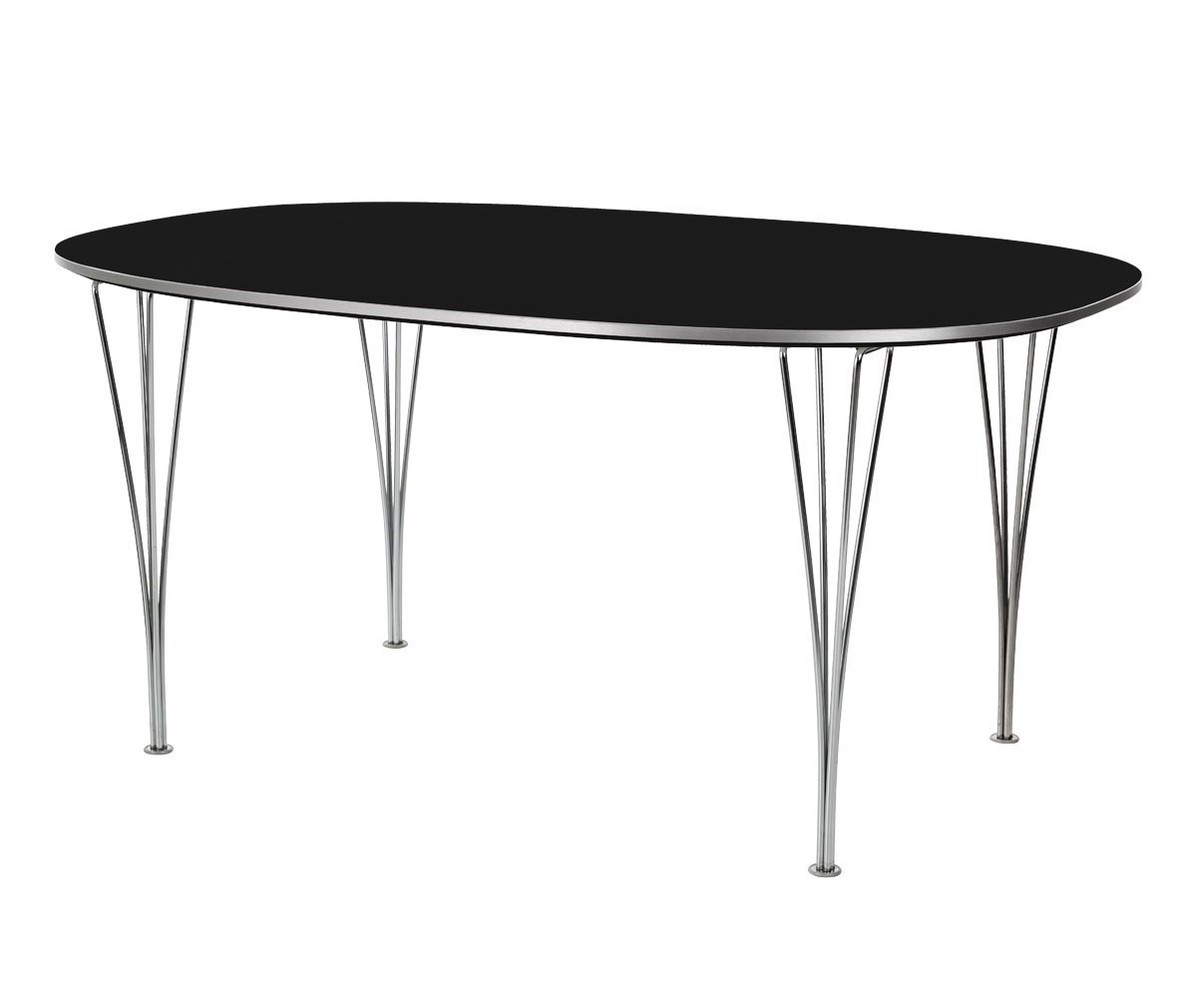 Fritz Hansen Dining Table B616, “Superellipse” Black/Chrome, 100 x 170 cm