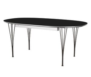 Extendable Dining Table B619, “Superellipse”, Black/Black, 120 x 180/300 cm