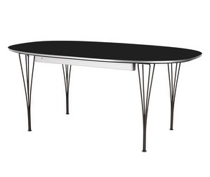 Superellipsi B619- jatkettava ruokapöytä, musta/musta, 120 x 180/300 cm Superellipsi B619- jatkettava ruokapöytä, musta/musta, 120 x 180/300 cm