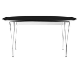 Extendable Dining Table B619, “Superellipse”, Black/Chrome, 120 x 180/300 cm