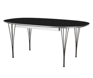 Extendable Dining Table B620, “Superellipse”, Black/Black, 100 x 170/270 cm
