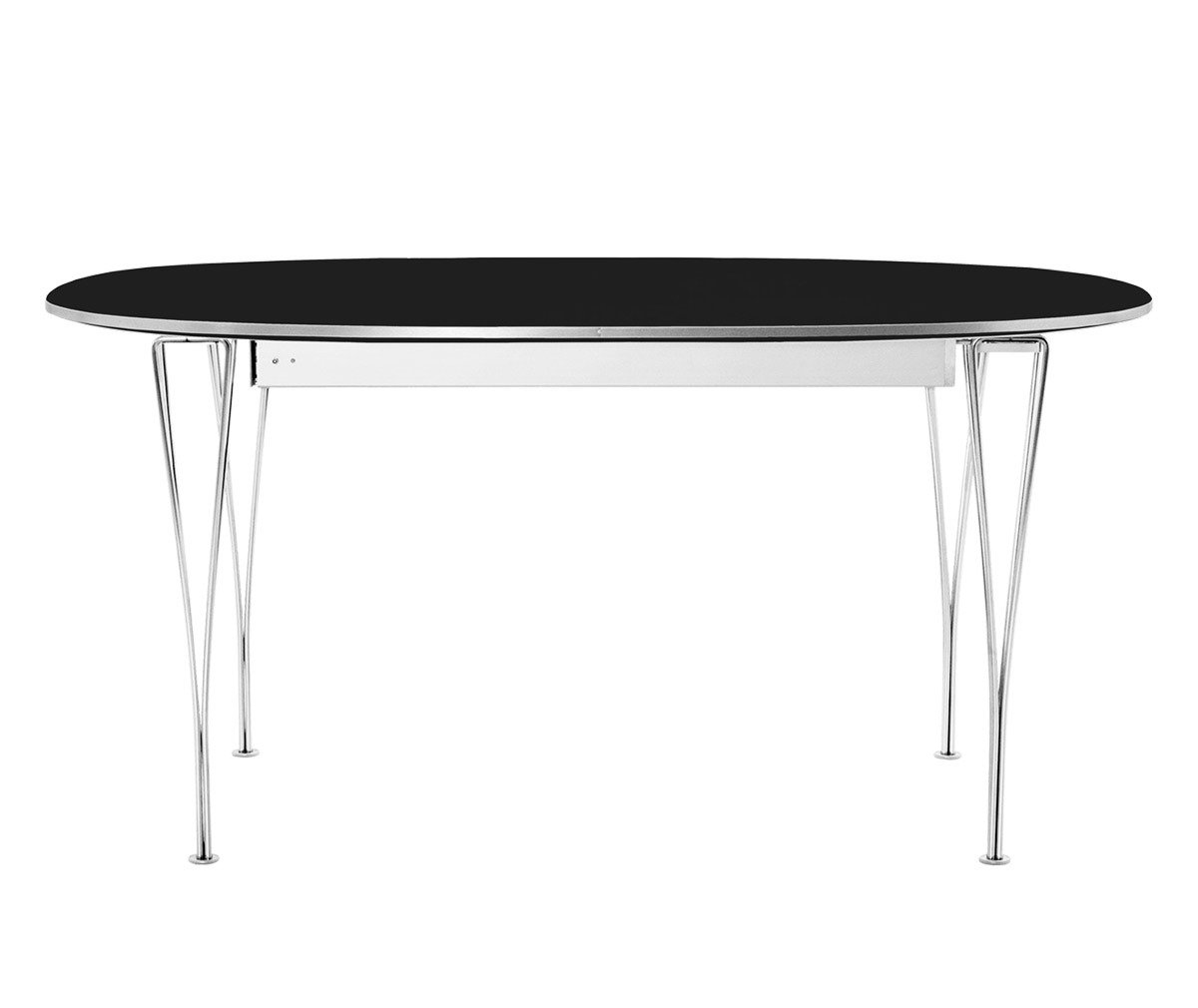 Fritz Hansen Extendable Dining Table B620, “Superellipse” Black/Chrome, 100 x 170/270 cm