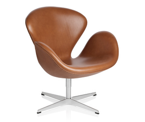 Swan Armchair, Grace Leather Walnut