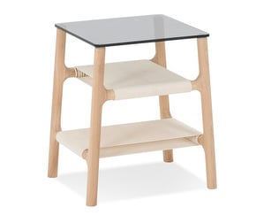 Fawn Side Table, Oak/Grey Glass, 34 x 42 cm