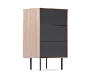 Fina Chest of Drawers, Oak/Black Linoleum, 45 x 60 cm