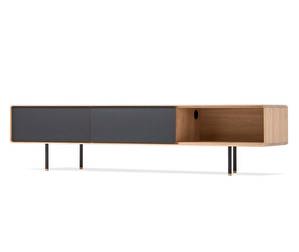 Fina Sideboard, Oak/Black Linoleum, 48 x 200 cm