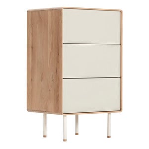 Fina Chest Of Drawers, White Lacquered Oak / Linoleum, 60 x 100 cm