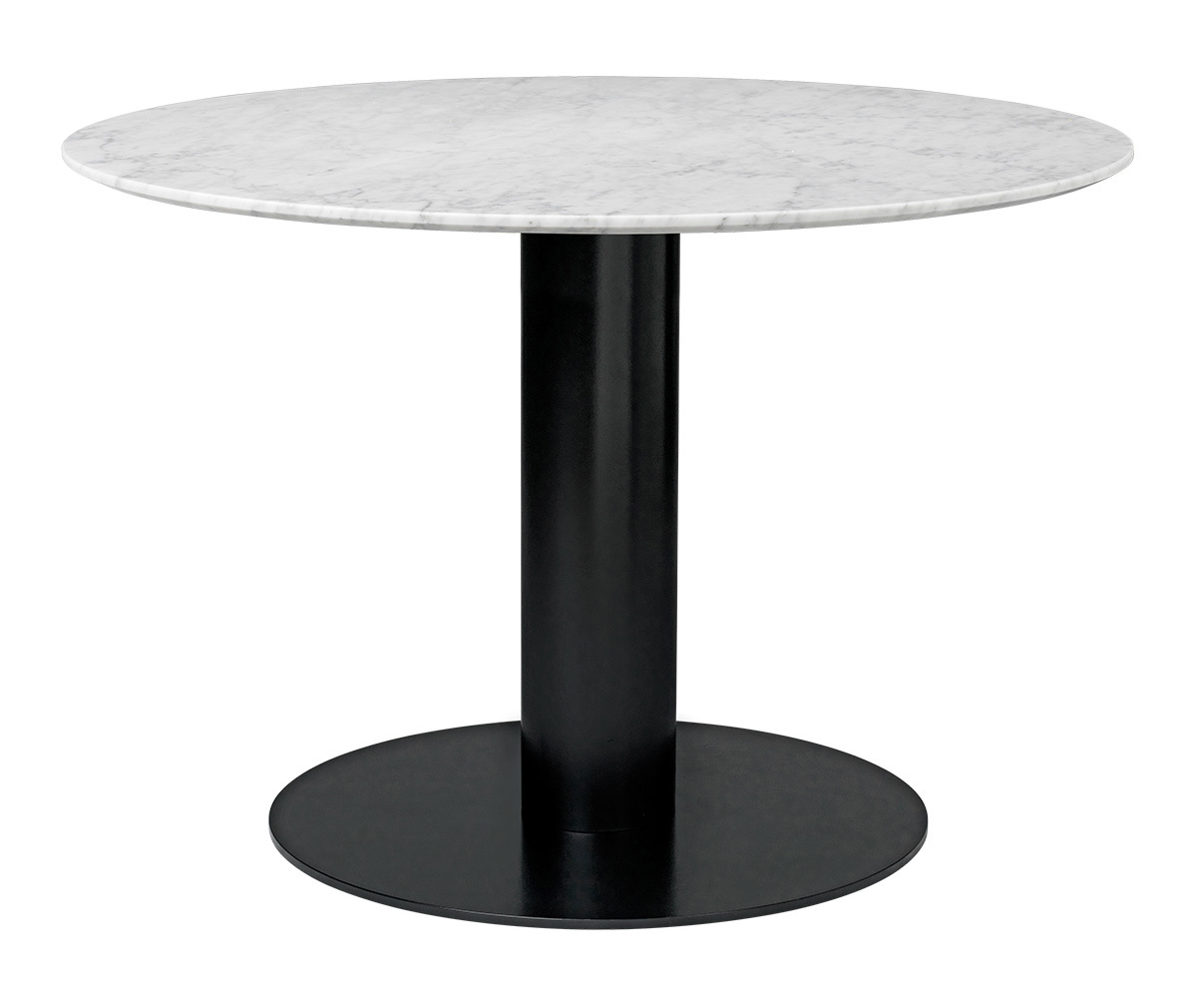 Gubi 2.0-ruokapöytä valkoinen marmori/musta, ⌀ 110 cm