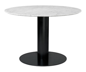 2.0-ruokapöytä, valkoinen marmori/musta, ø 110 cm