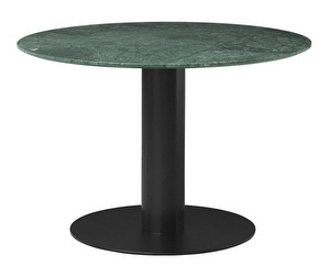2.0-ruokapöytä, vihreä marmori/musta, ø 110 cm