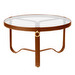 Adnet Coffee Table, Brown Leather / Glass, ⌀ 70 cm