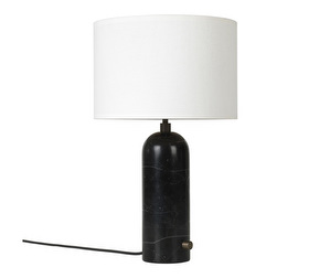 Gravity Table Lamp, Black Marble/White Shade, Small
