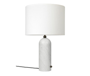 Gravity Table Lamp, White Marble/White Shade, Large