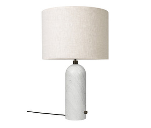 Gravity Table Lamp, White Marble/Canvas Shade, Large