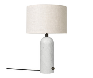 Gravity Table Lamp, White Marble/Canvas Shade, Small