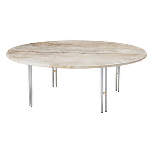 IOI -sohvapöytä, beige travertiini / kromi, ⌀ 100 cm IOI -sohvapöytä, beige travertiini / kromi, ⌀ 100 cm