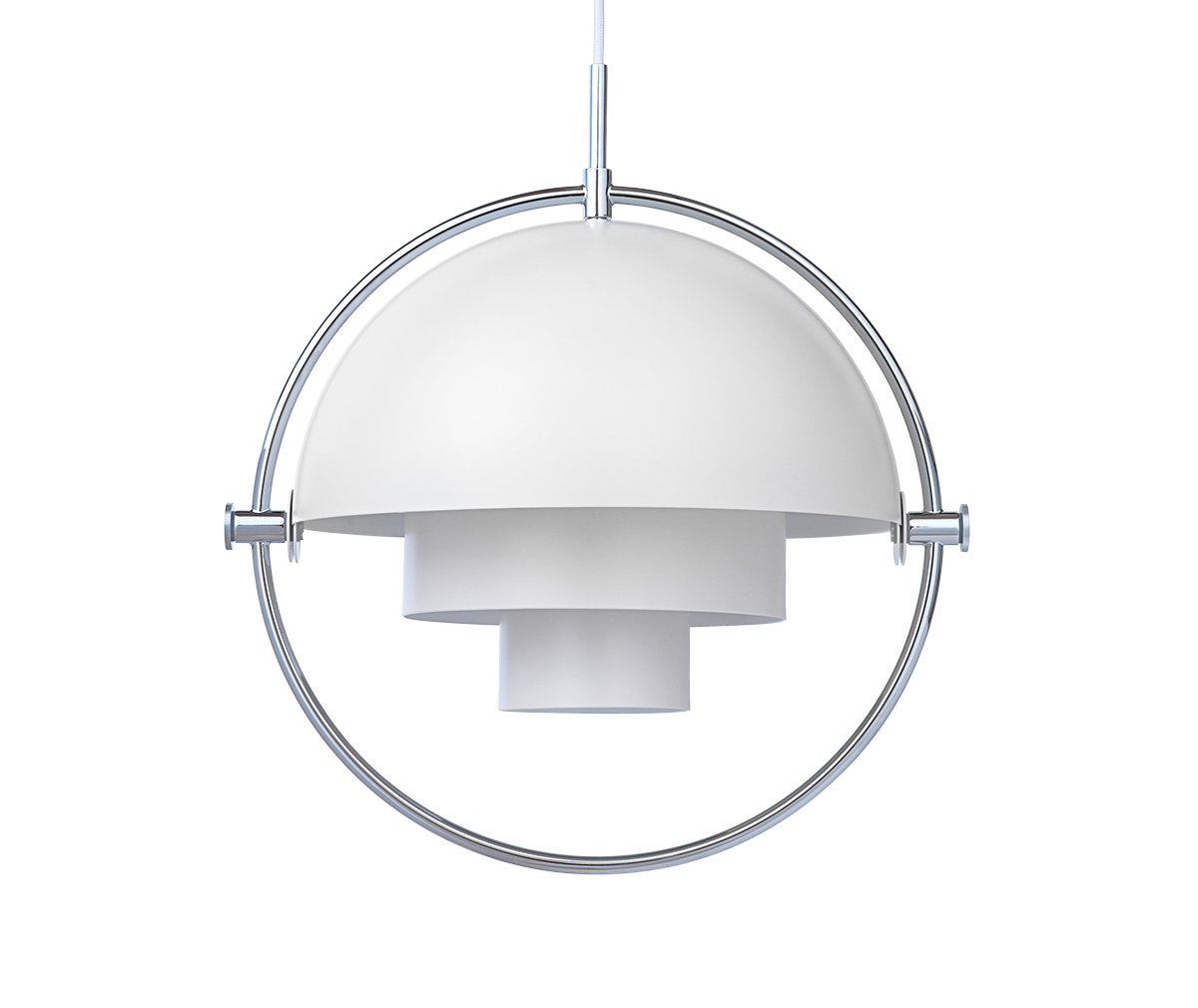 Gubi Multi-Lite-riippuvalaisin kromi/valkoinen, ø 36 cm