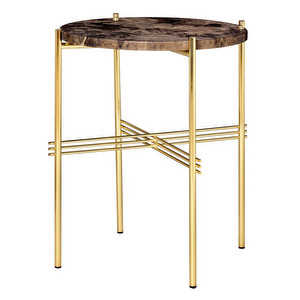 TS Side Table, Brown Emperador Marble/Brass, ⌀ 40 cm