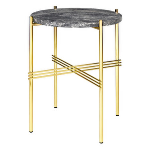 TS Side Table, Grey Emperador Marble/Brass