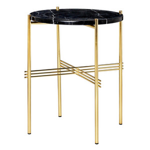 TS Side Table, Black Marquina Marble/Brass, ⌀ 40 cm