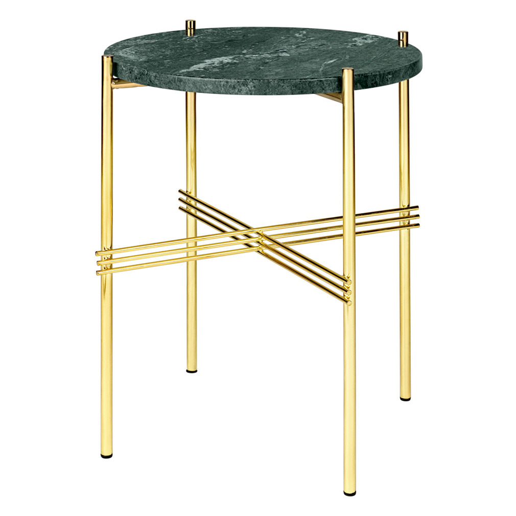 Gubi TS-sivupöytä vihreä marmori/messinki, ⌀ 40 cm