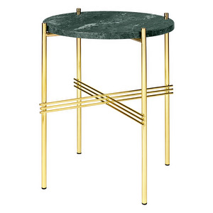 TS Side Table, Green Guatemala Marble/Brass, ⌀ 40 cm