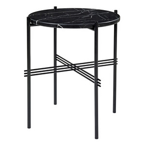 TS Side Table, Black Marquina Marble/Black, ⌀ 40 cm