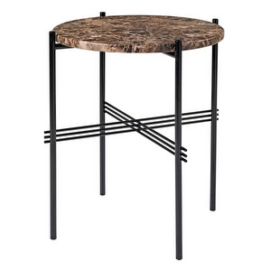 TS Side Table, Brown Emperador Marble/Black, ⌀ 40 cm