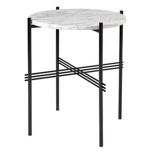 TS Side Table, White Carrara Marble/Black, ⌀ 40 cm