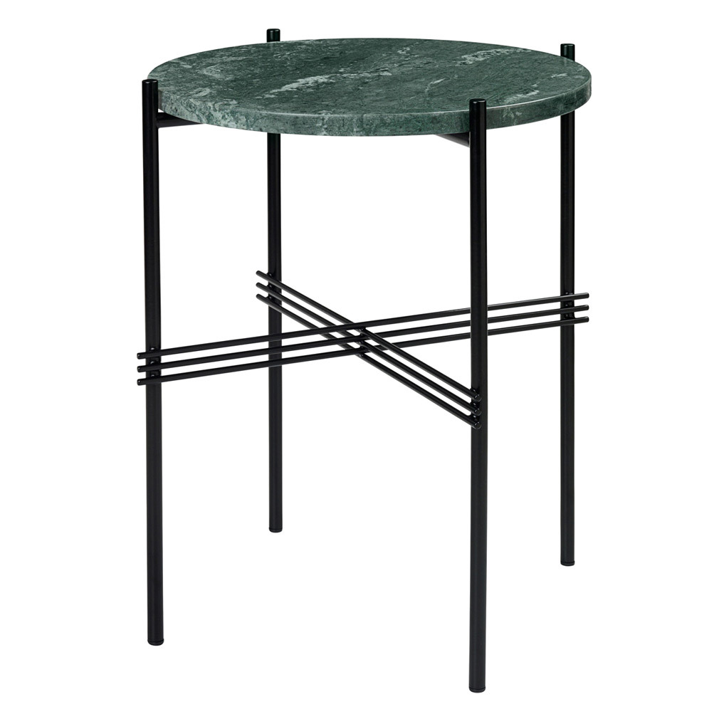 Gubi TS Side Table Green Guatemala Marble/Black, ⌀ 40 cm