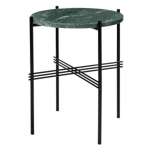 TS Side Table, Green Guatemala Marble/Black, ⌀ 40 cm