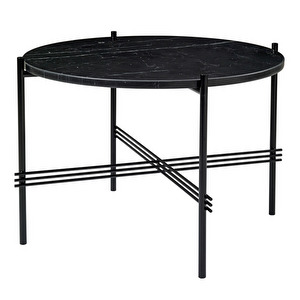 TS Coffee Table, Black Marquina Marble/Black, ø 55 cm
