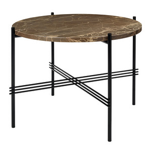 TS Coffee Table, Brown Emperador Marble/Black, ø 55 cm