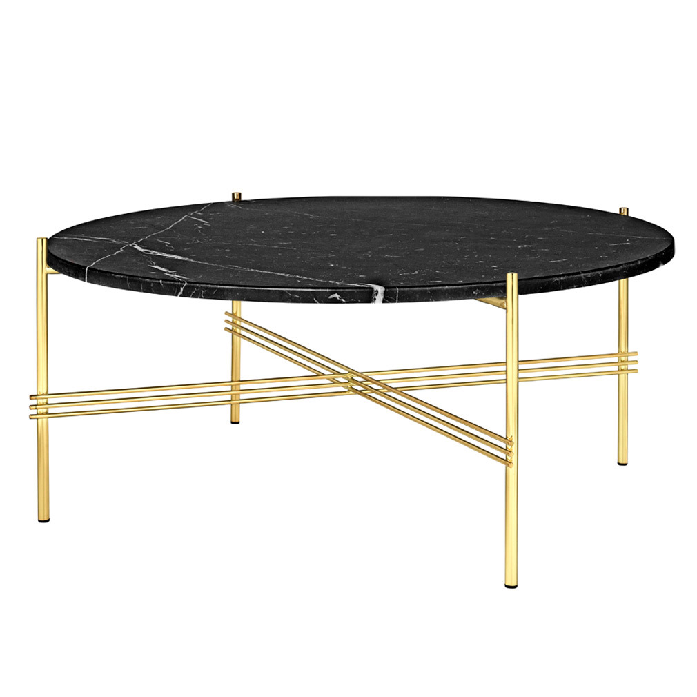 Gubi TS Coffee Table Black Marquina Marble/Brass, ⌀ 80 cm