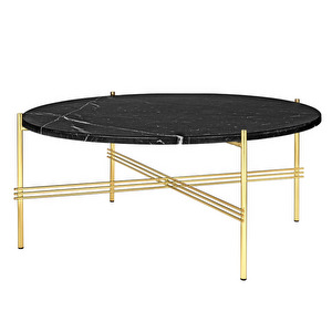 TS Coffee Table, Black Marquina Marble/Brass, ⌀ 80 cm