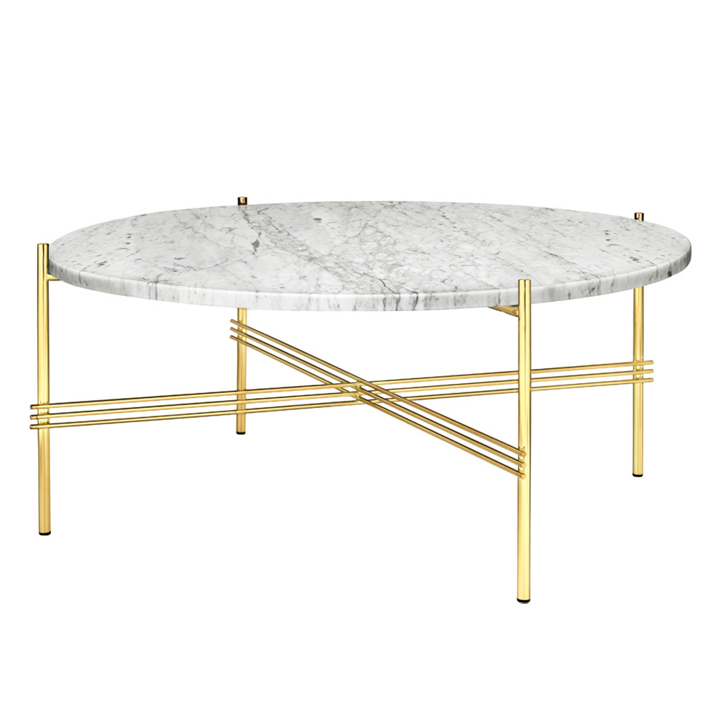 Gubi TS Coffee Table White Carrara Marble/Brass, ⌀ 80 cm