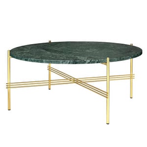 TS Coffee Table, Green Guatemala Marble/Brass, ⌀ 80 cm