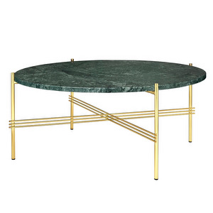 TS Coffee Table, Green Guatemala Marble/Brass, ⌀ 80 cm