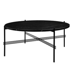 TS Coffee Table, Black Marquina Marble/Black, ⌀ 80 cm