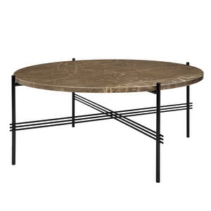 TS Coffee Table, Brown Emperador Marble/Black, ⌀ 80 cm