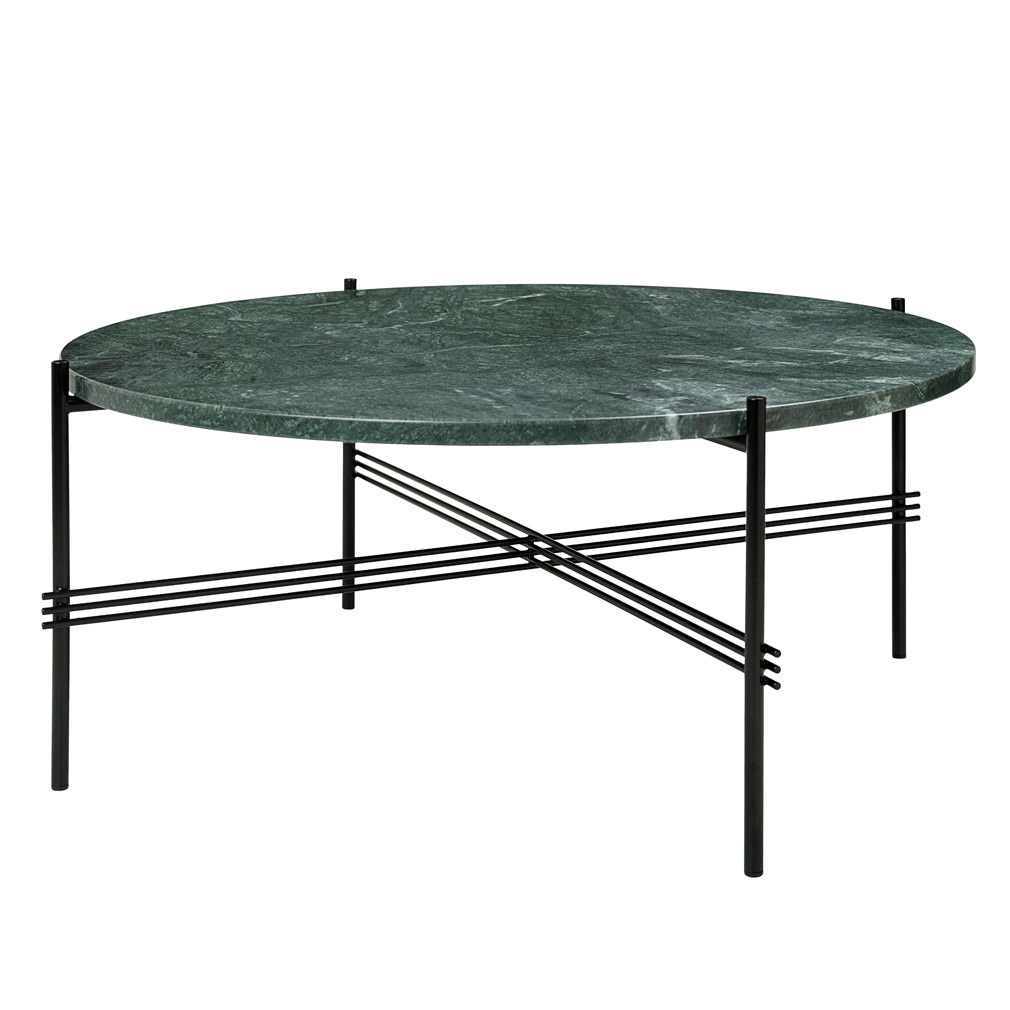 Gubi TS Coffee Table Green Guatemala Marble/Black, ⌀ 80 cm