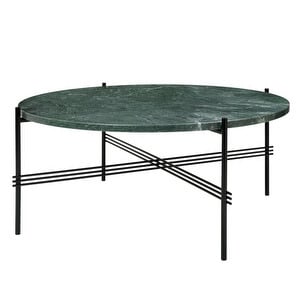 TS Coffee Table, Green Guatemala Marble/Black, ⌀ 80 cm